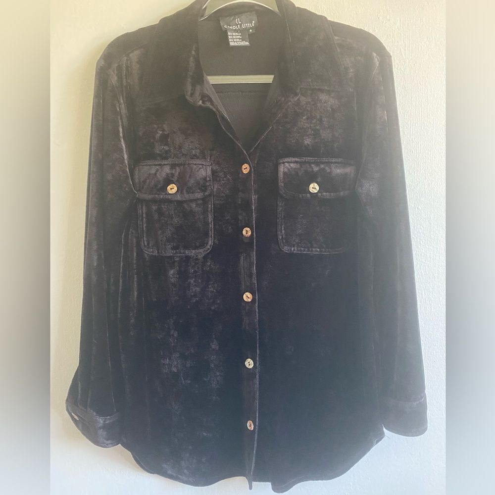 Carole Little Burnt Velvet Button down Blouse Size Small Relaxed fit Y2K